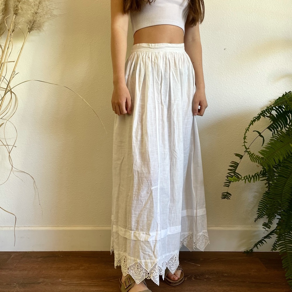White Cotton Peasant Skirt